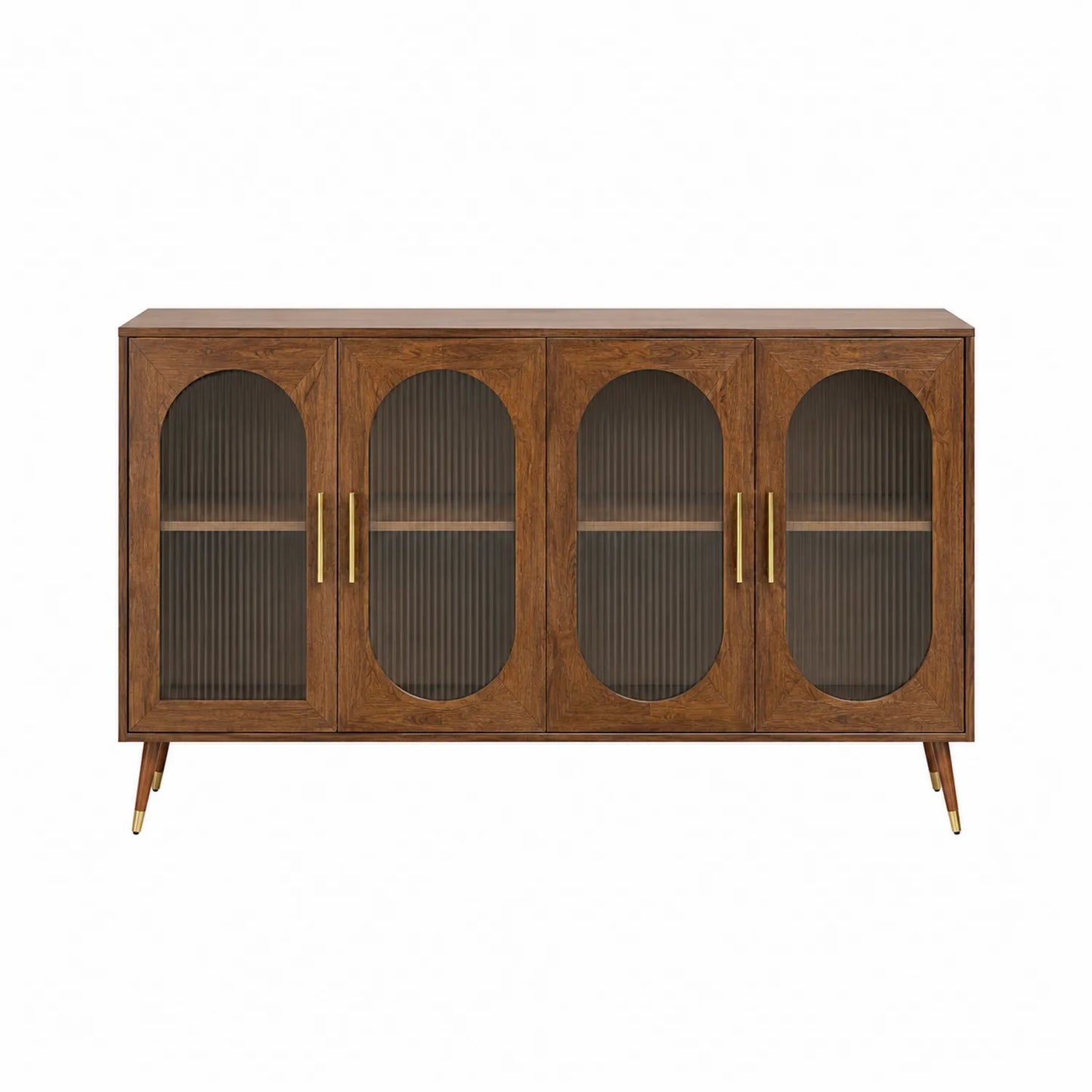Kredens z drewna orzechowego z hartowanym szkłem 4-drzwiowy 180x40x90 cm