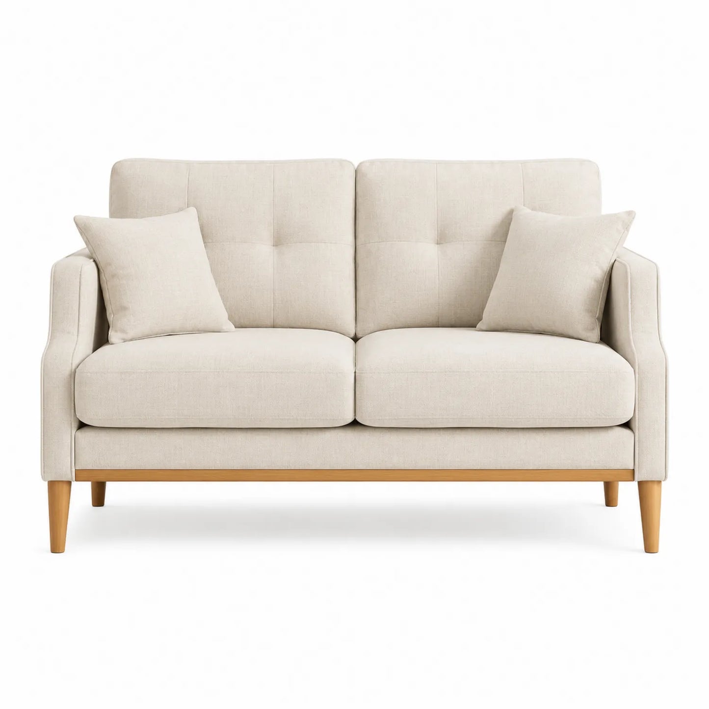 Sofa dwuosobowa lniana Beżowa 140 cm