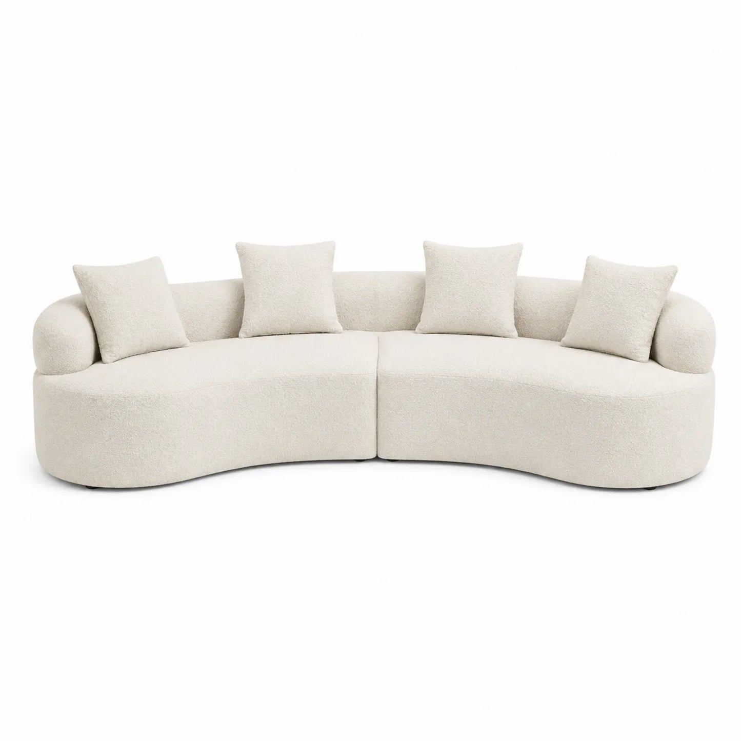 Sofa zakrzywiona z poliestrową tkaniną beżowa 300 cm