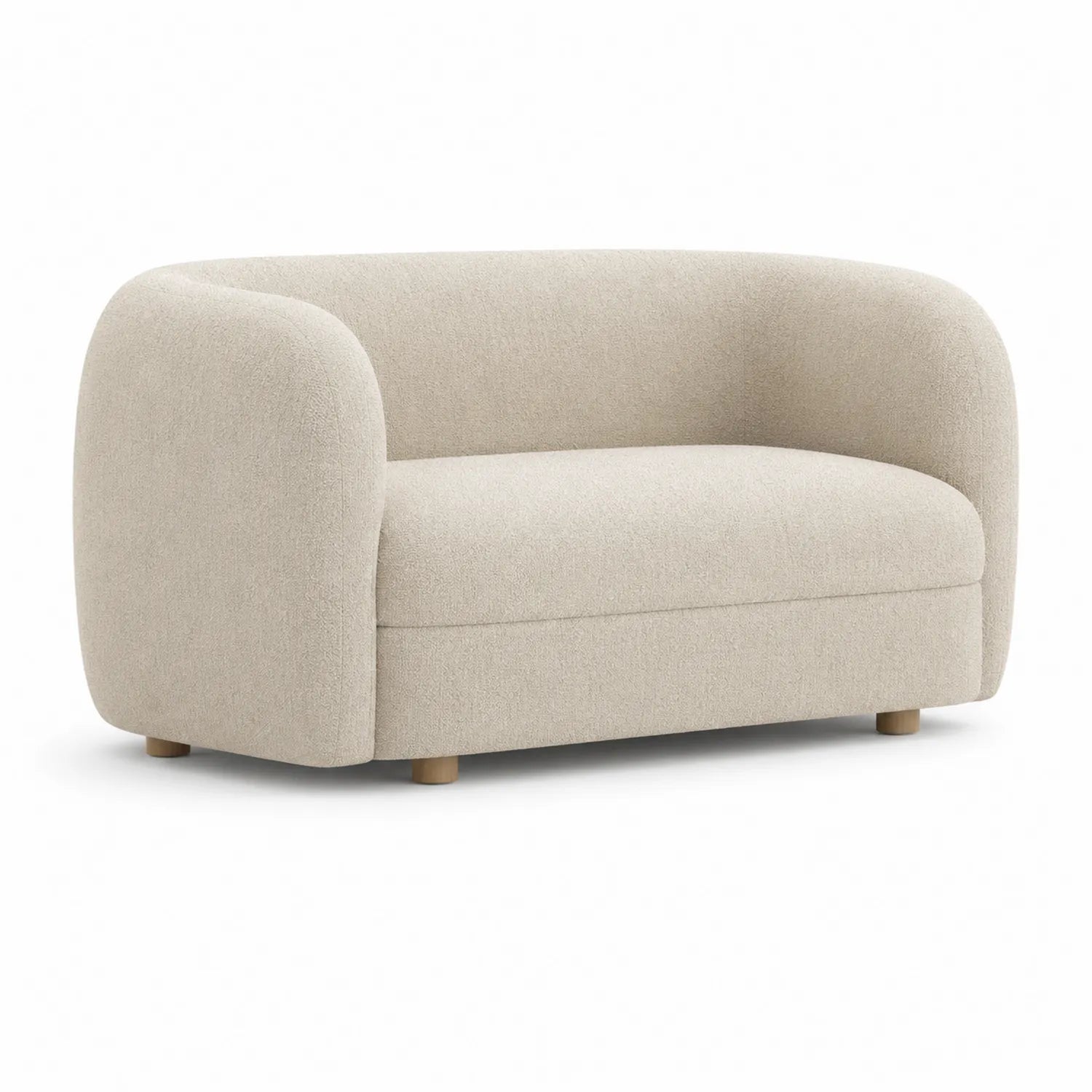Beżowa sofa dwuosobowa z tkaniny, 140x70x80 cm