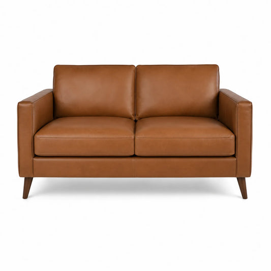Sofa dwuosobowa skórzana brązowa 180x90x80 cm
