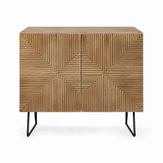 Komoda drewniana z geometrycznym wzorem 90x40x80 cm