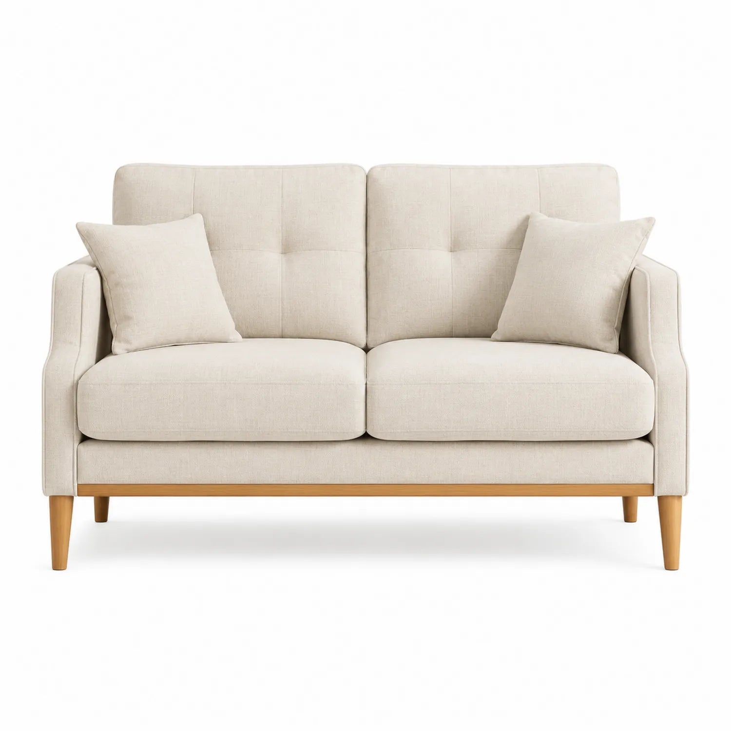 Sofa dwuosobowa lniana Beżowa 140 cm