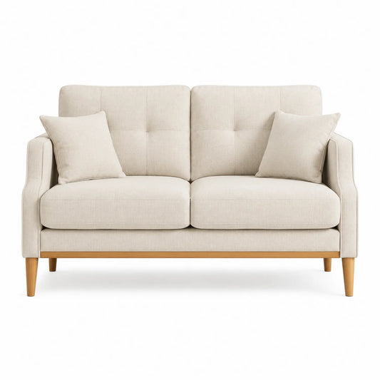 Sofa dwuosobowa lniana Beżowa 140 cm