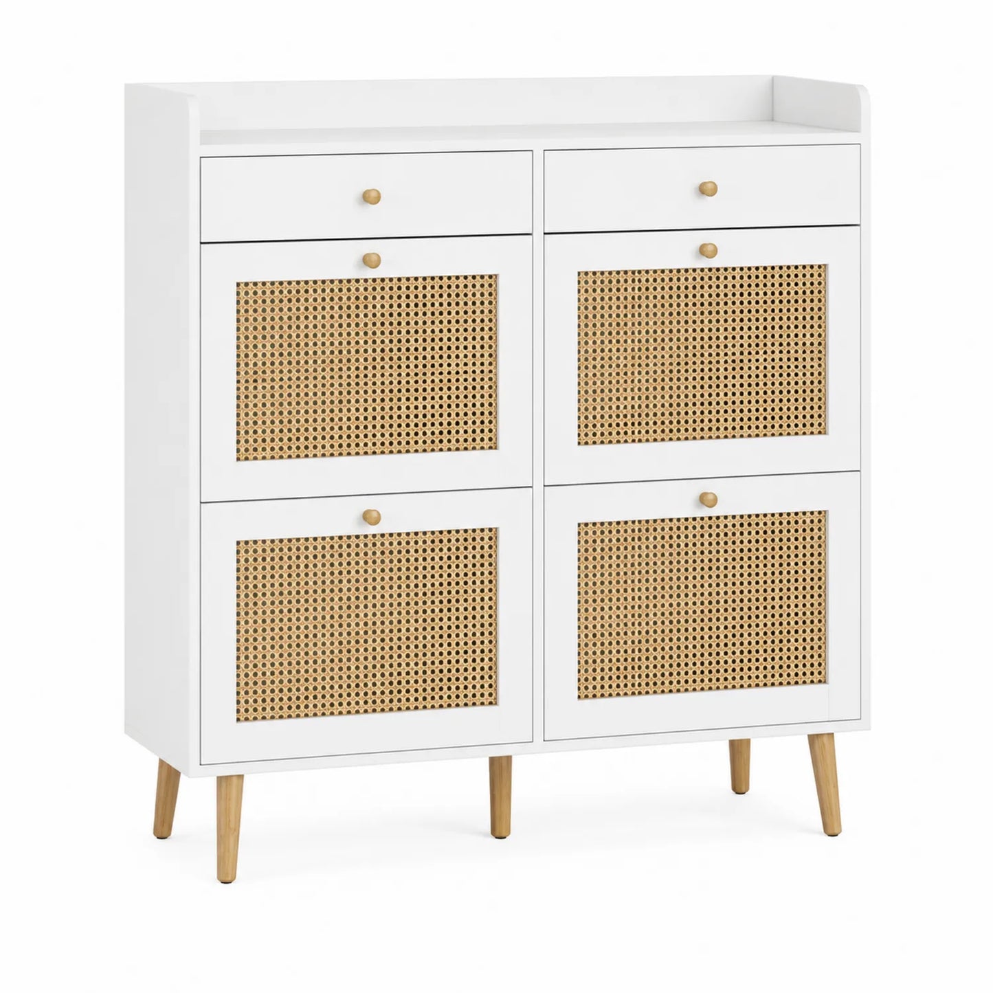 Komoda z MDF i rattanu biały 100x120x35 cm