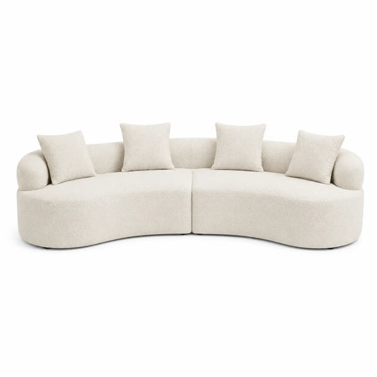 Sofa zakrzywiona z poliestrową tkaniną beżowa 300 cm