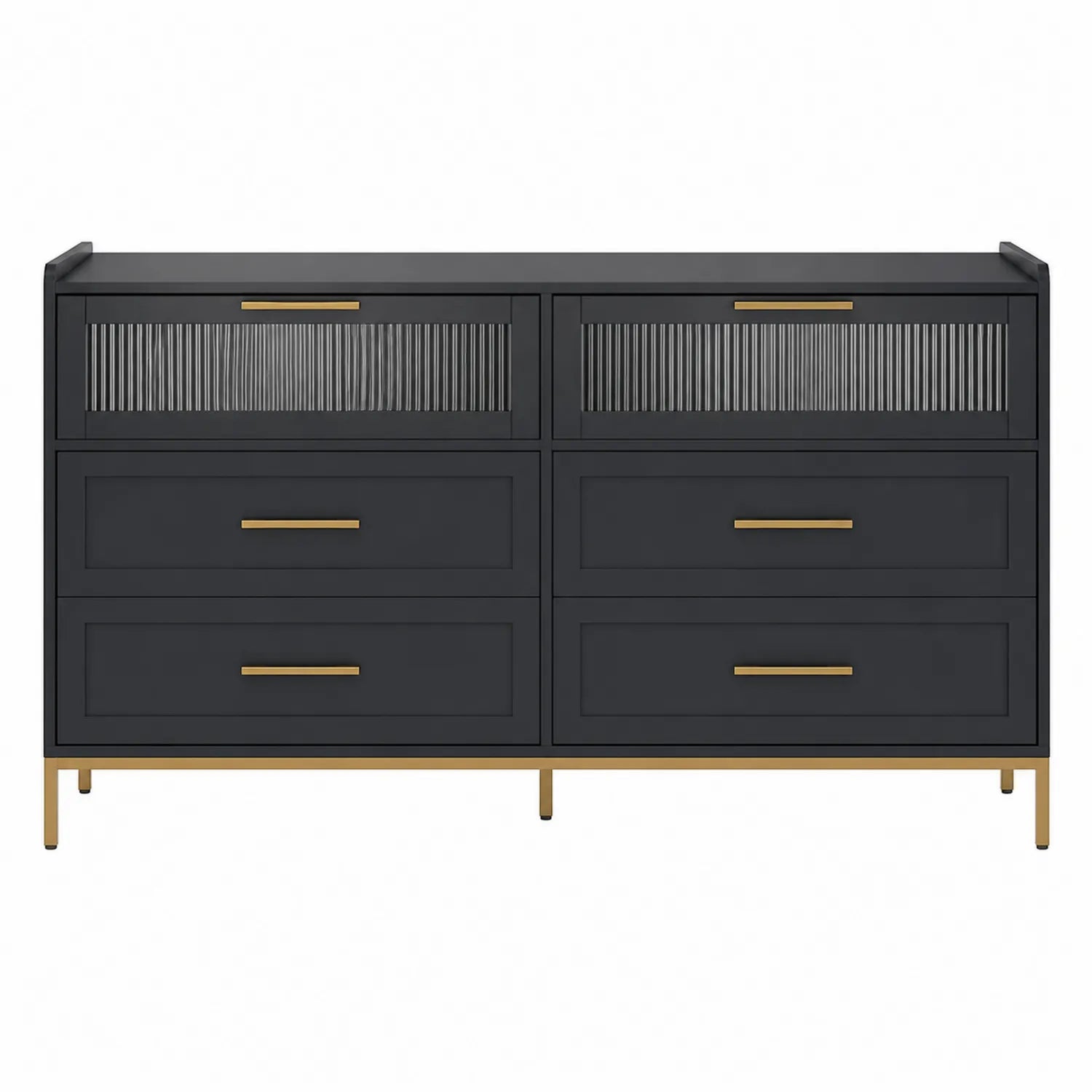 Komoda z sześcioma szufladami MDF metal Czarny i Złoty 140x40x85 cm