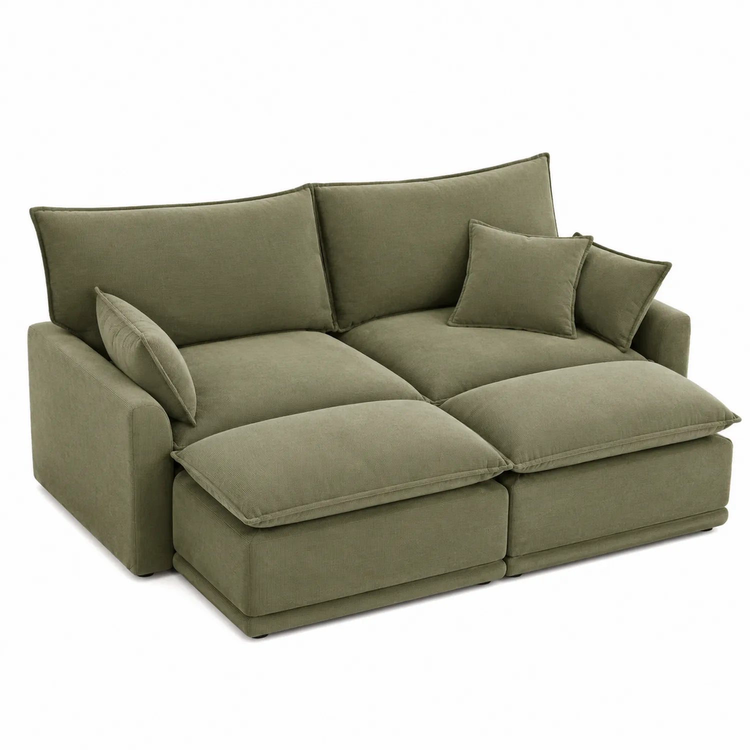 Sofa modułowa z tkaniny zielona