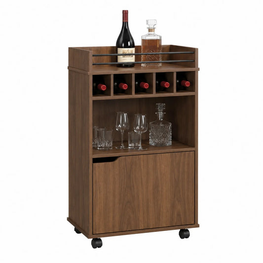 Regał na wino z drewna na kółkach 80x40x110 cm