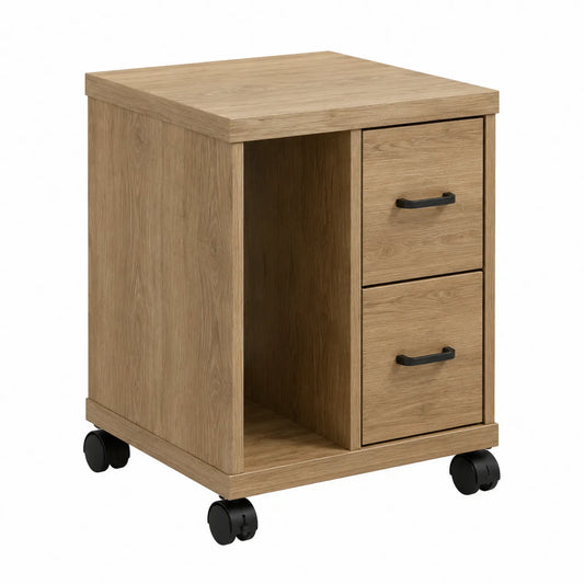 Mobilna szafka z 2 szufladami MDF dąb 40x40x56 cm