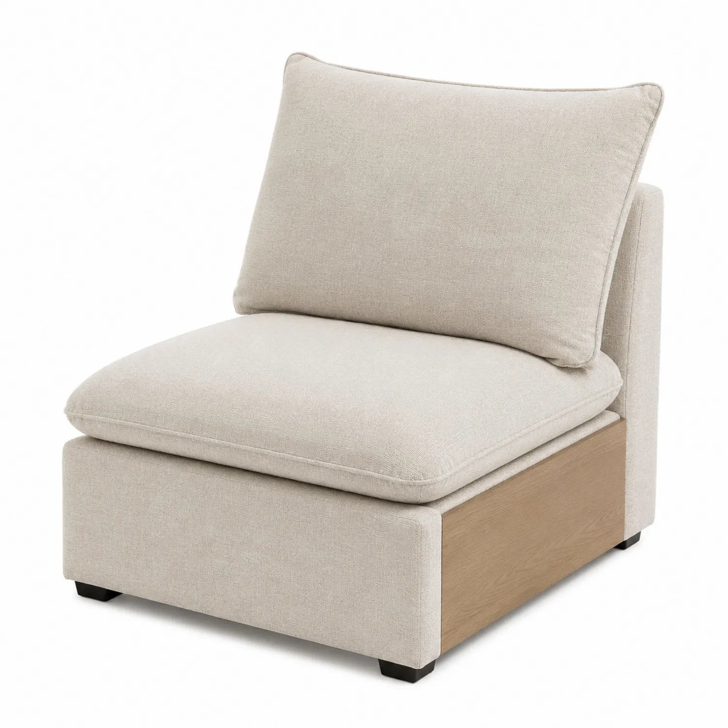 Sofa Modułowa Tkanina Beżowa z Drewna 80x85x90 cm