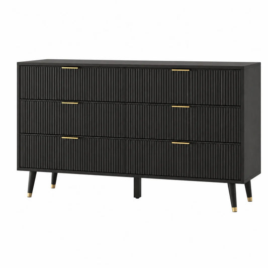 Komoda z szufladami drewniana czarna 120x40x80 cm