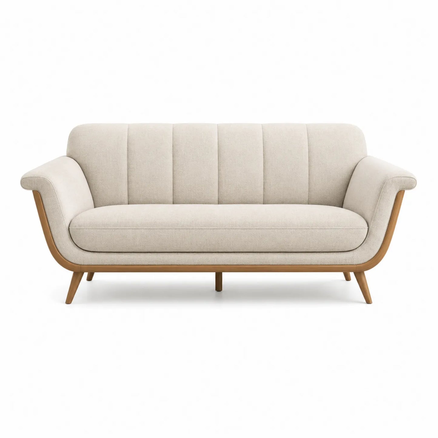 Sofa trzyosobowa tkanina lniana beżowa 220cm