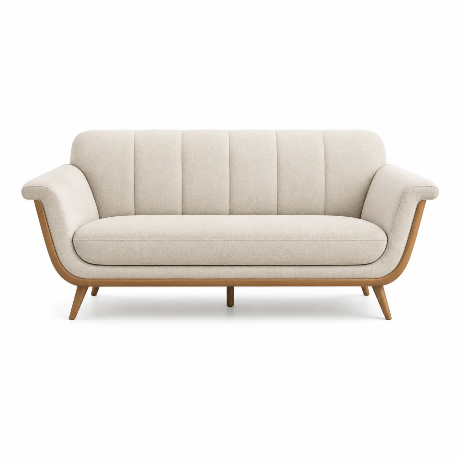 Sofa trzyosobowa tkanina lniana beżowa 220cm